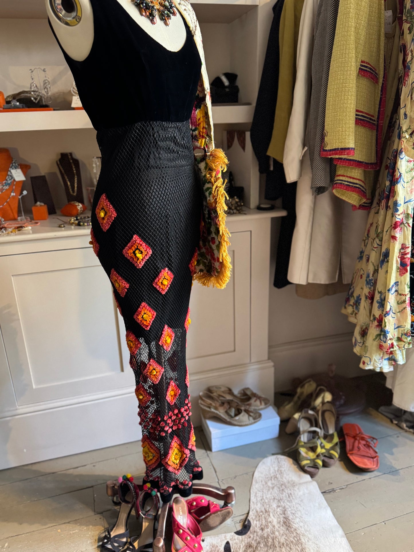 Unique 1960s Appliqué Dress