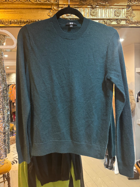 Dark Bottle Green to Teal Cashmere Sweater