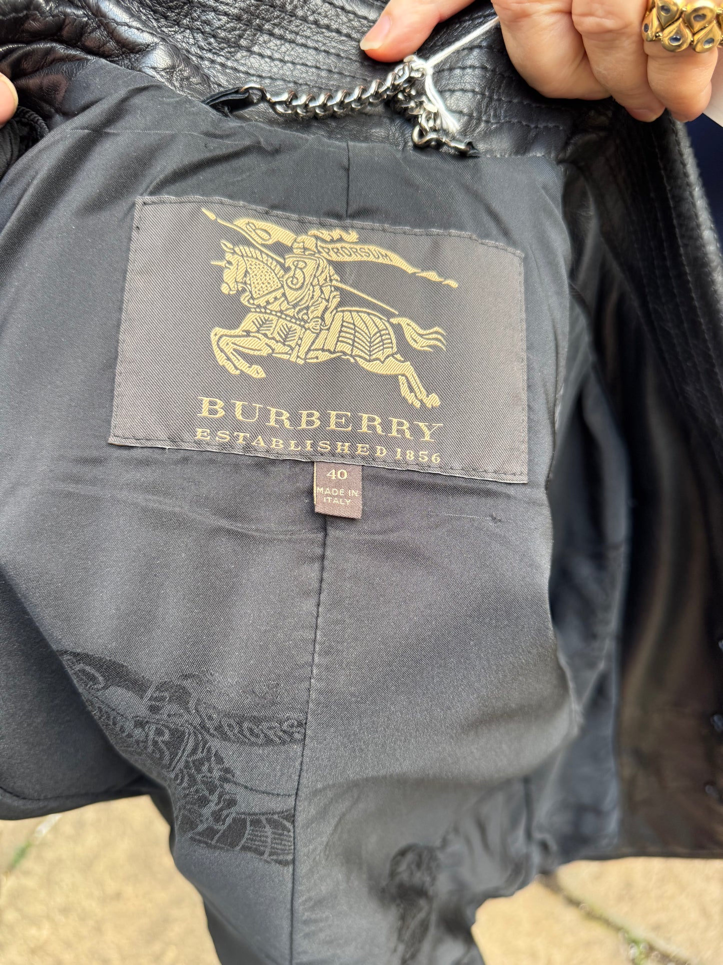 Vintage Burberry Cropped Lambskin Leather Jacket