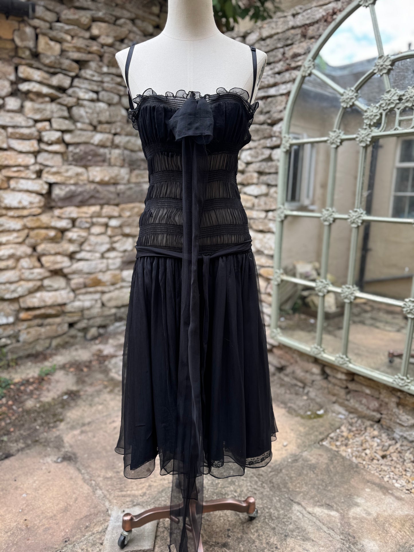 Dolce & Gabbana Black Chiffon Semi Sheer Corset Dress