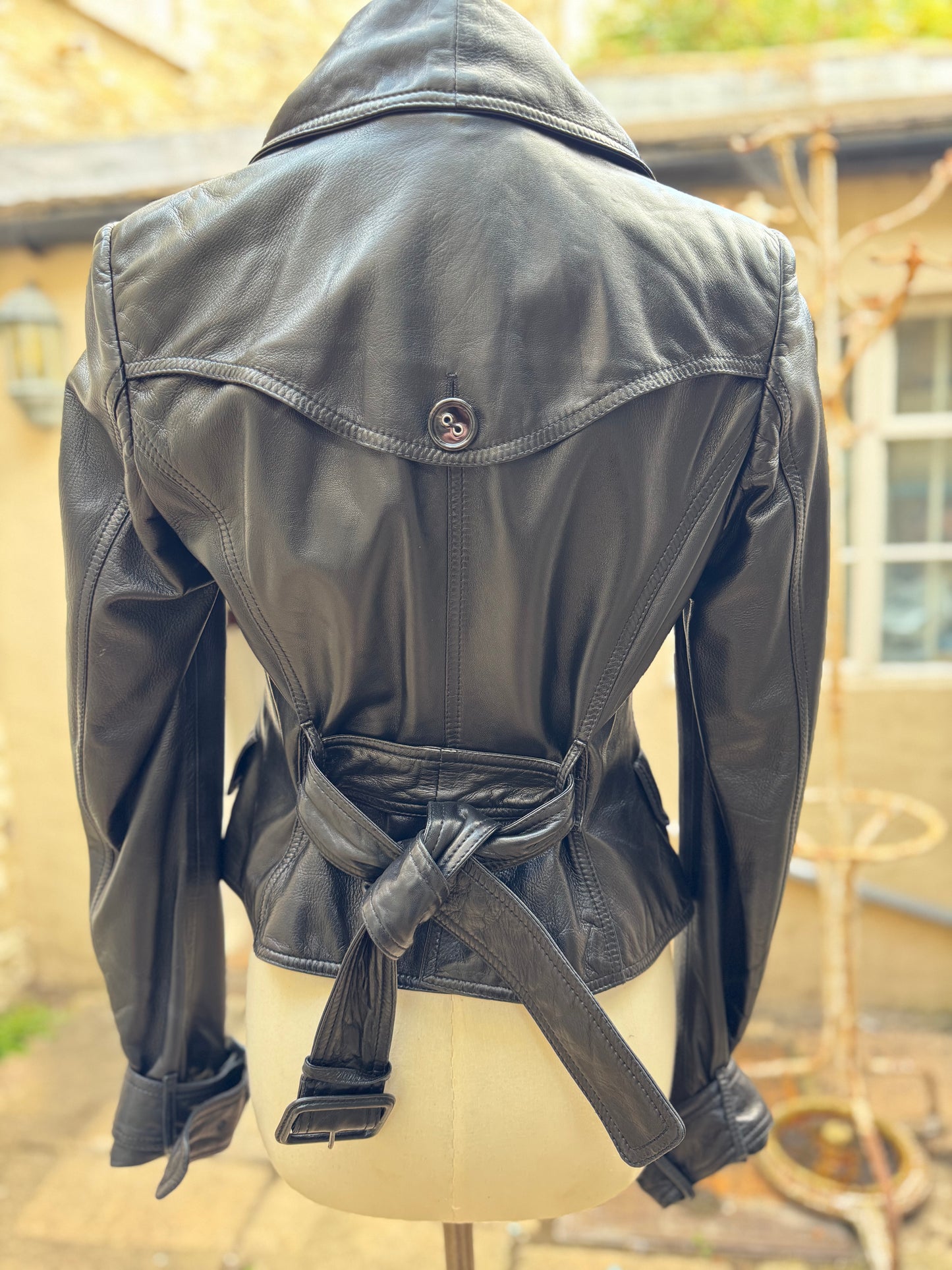 Vintage Burberry Cropped Lambskin Leather Jacket