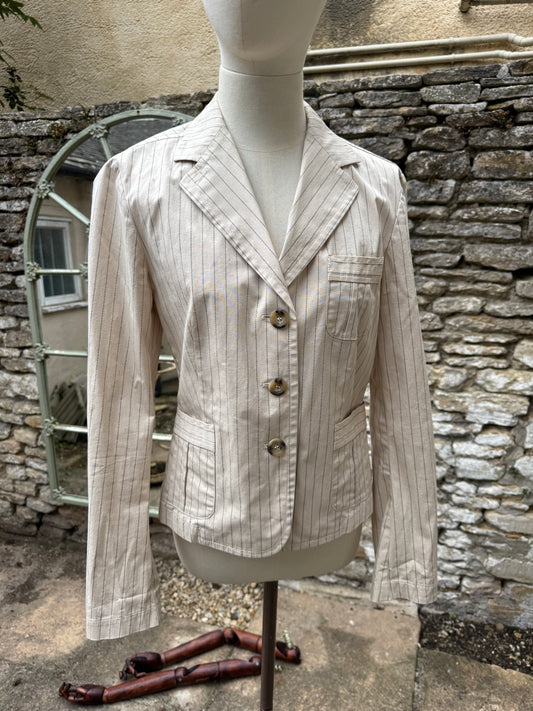 Vintage MaxMara Spring Blazer Cream Pinstripe