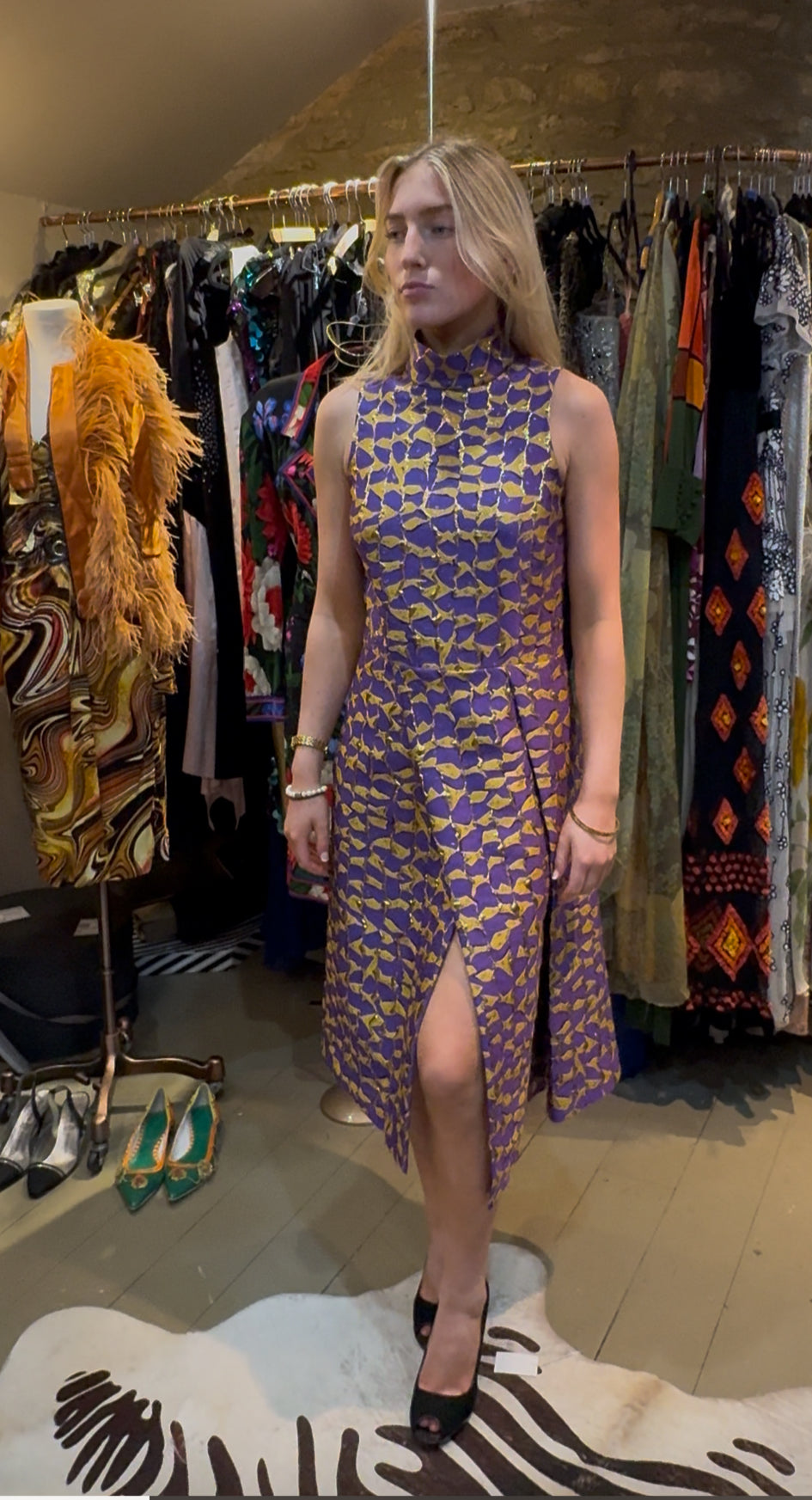 Purple and Yellow Backless Dress