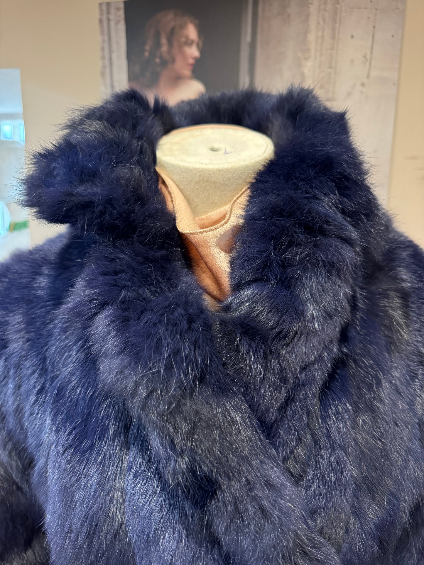 Fur Coat in Midnight Blue