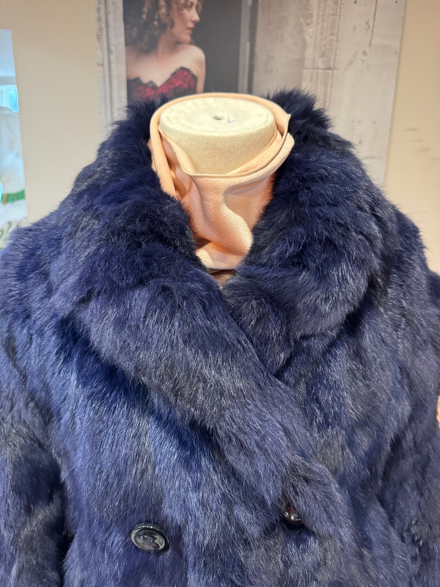 Fur Coat in Midnight Blue