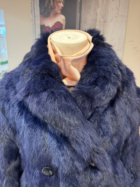 Fur Coat in Midnight Blue