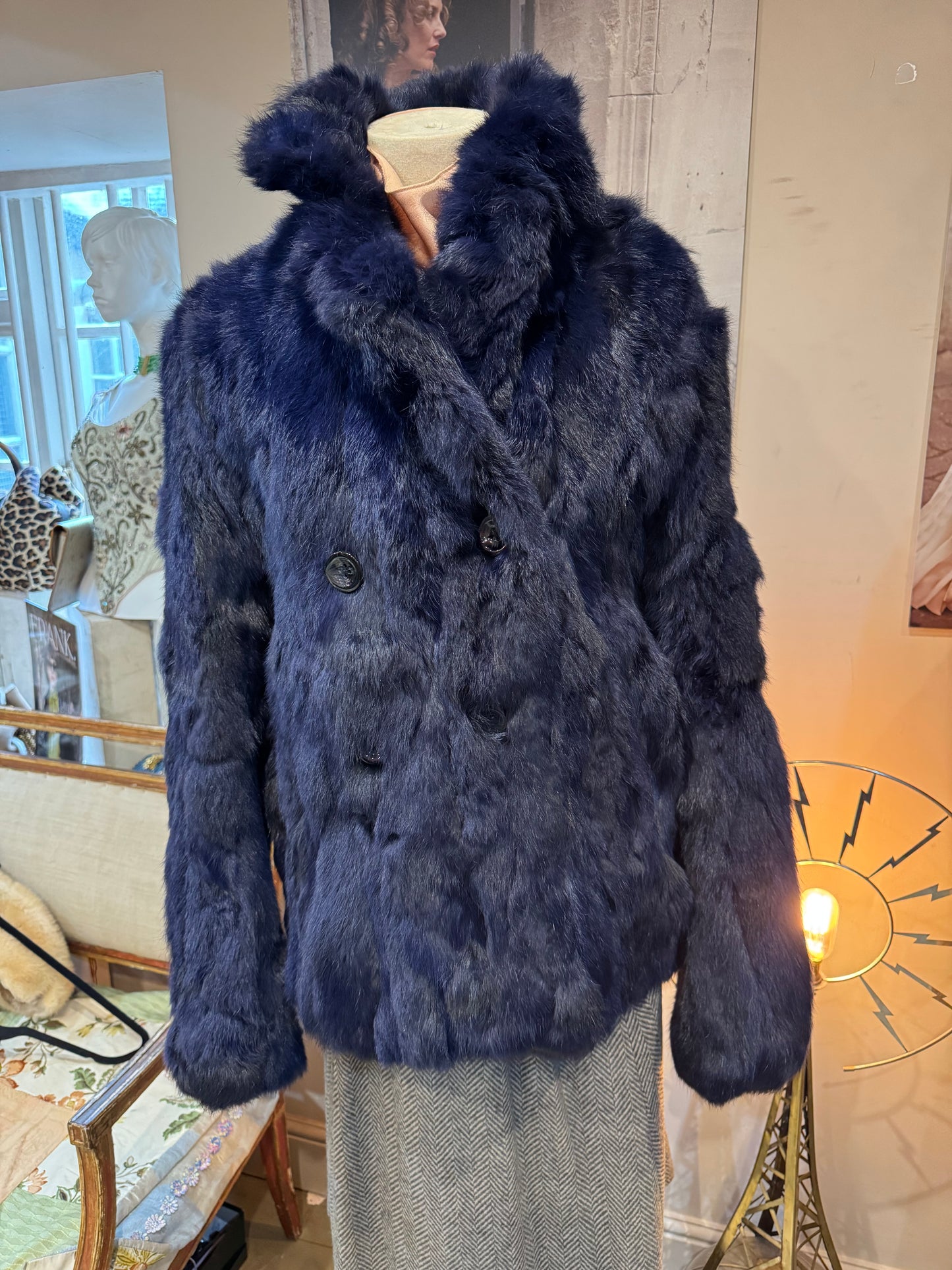 Fur Coat in Midnight Blue
