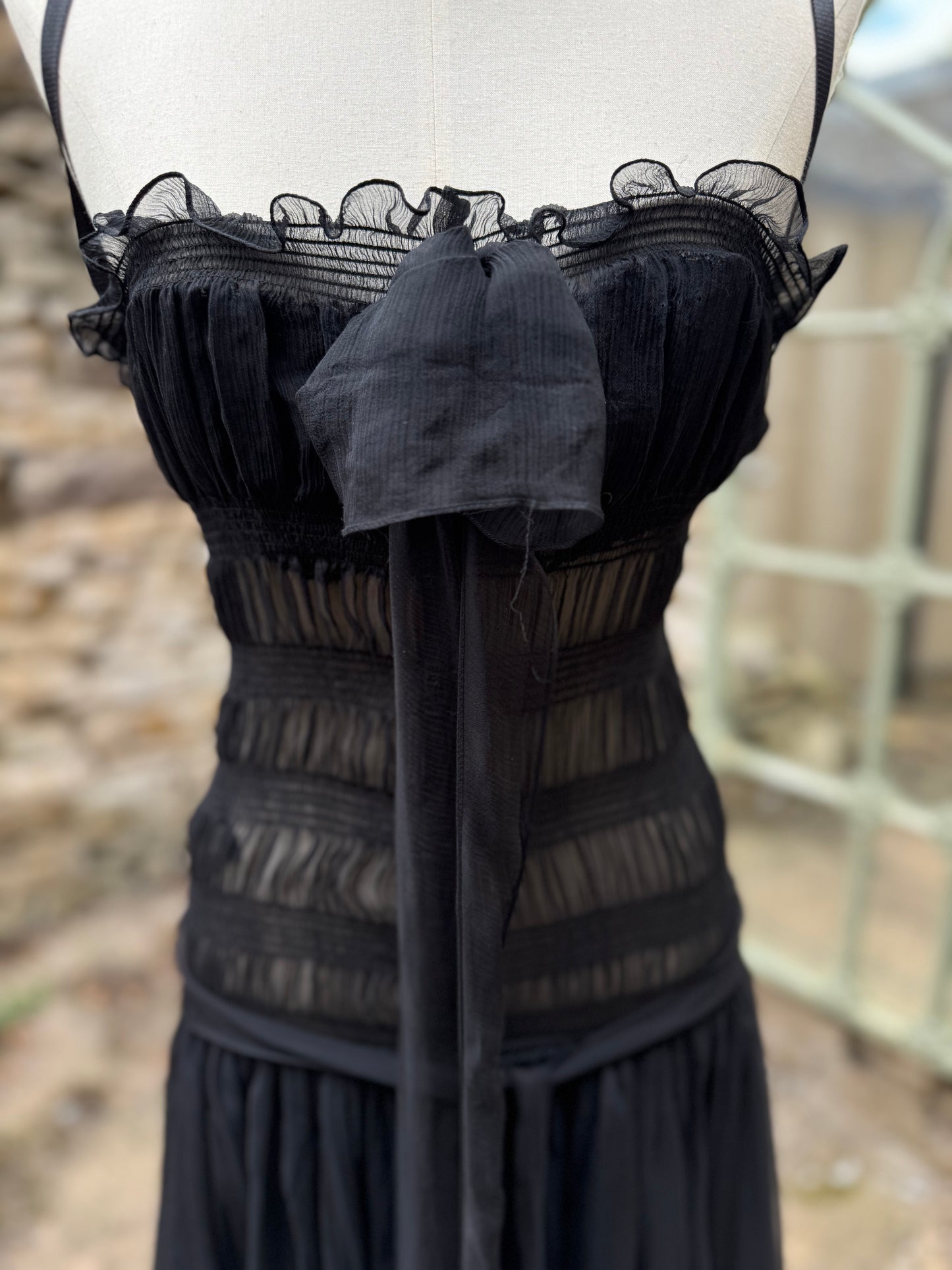 Dolce & Gabbana Black Chiffon Semi Sheer Corset Dress