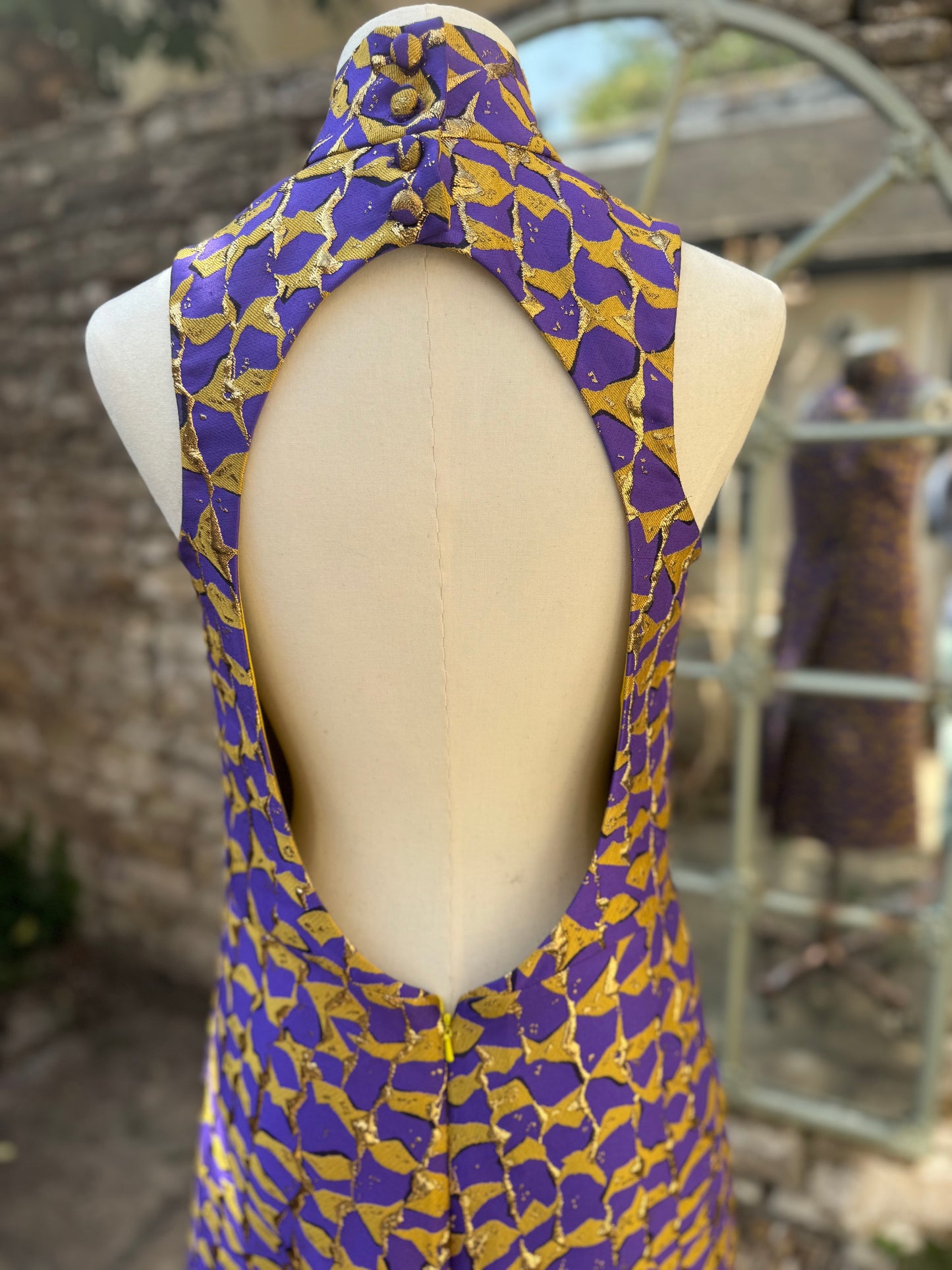 Purple and Yellow Backless Dress