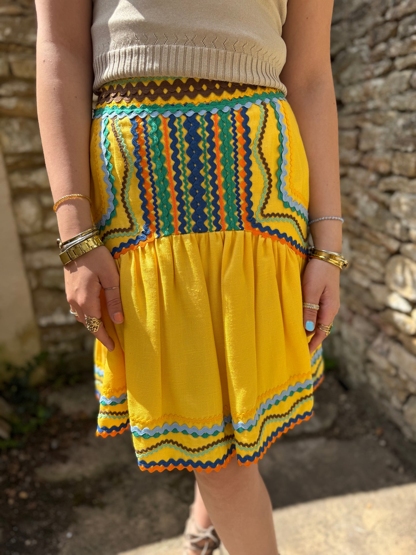 Bright Yellow Rick Rack Vintage Skirt Chris Clyne