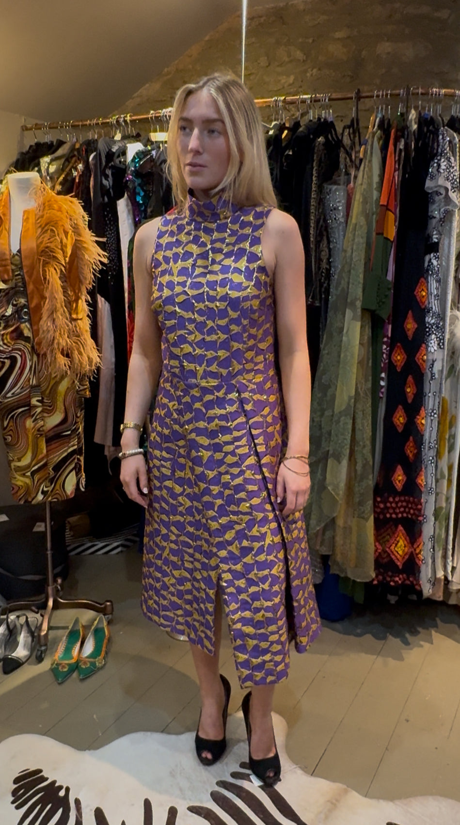 Purple and Yellow Backless Dress