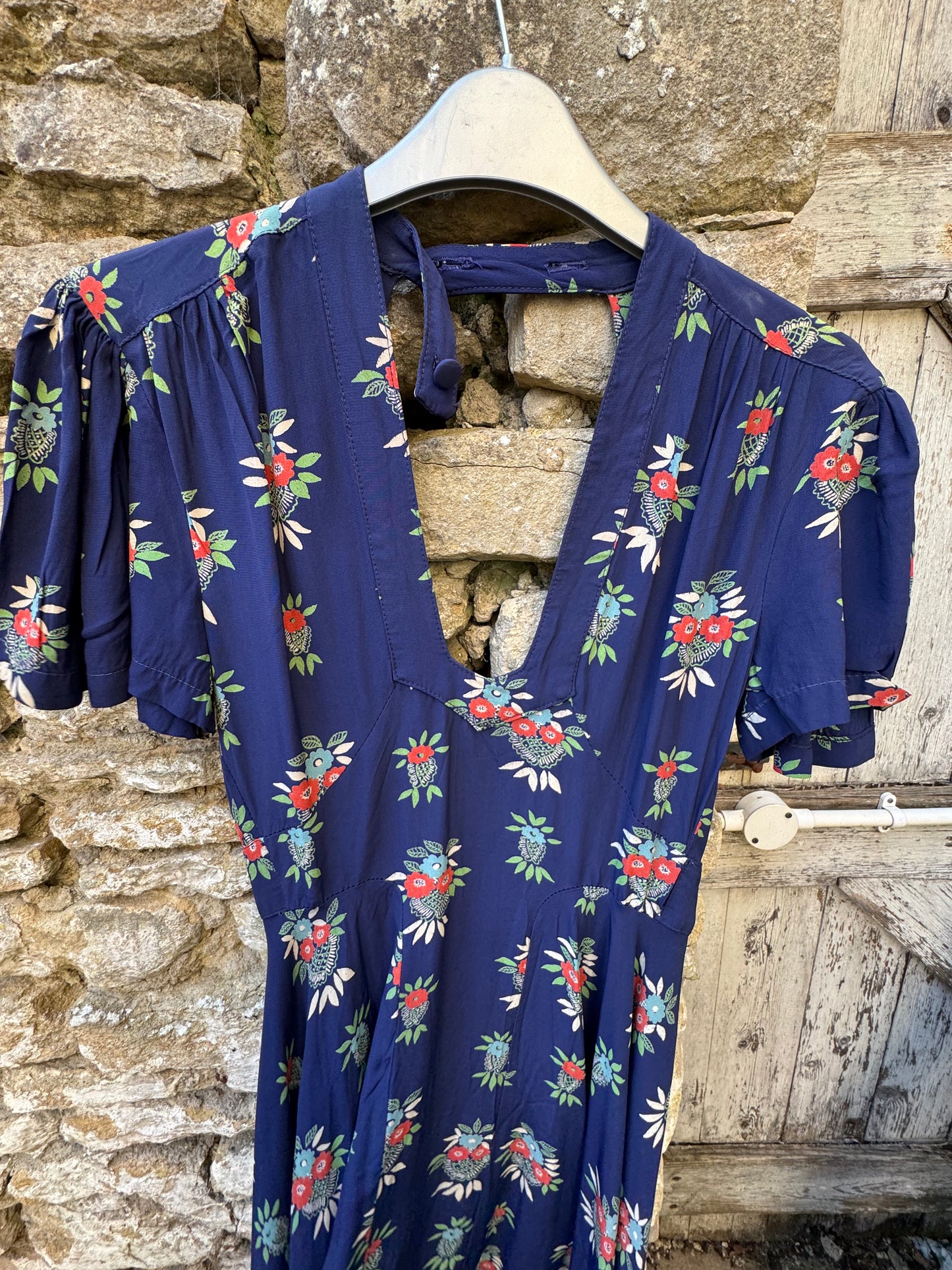 Ossie Clark / Celia Birtwell Royal Blue floral Wraparound dress