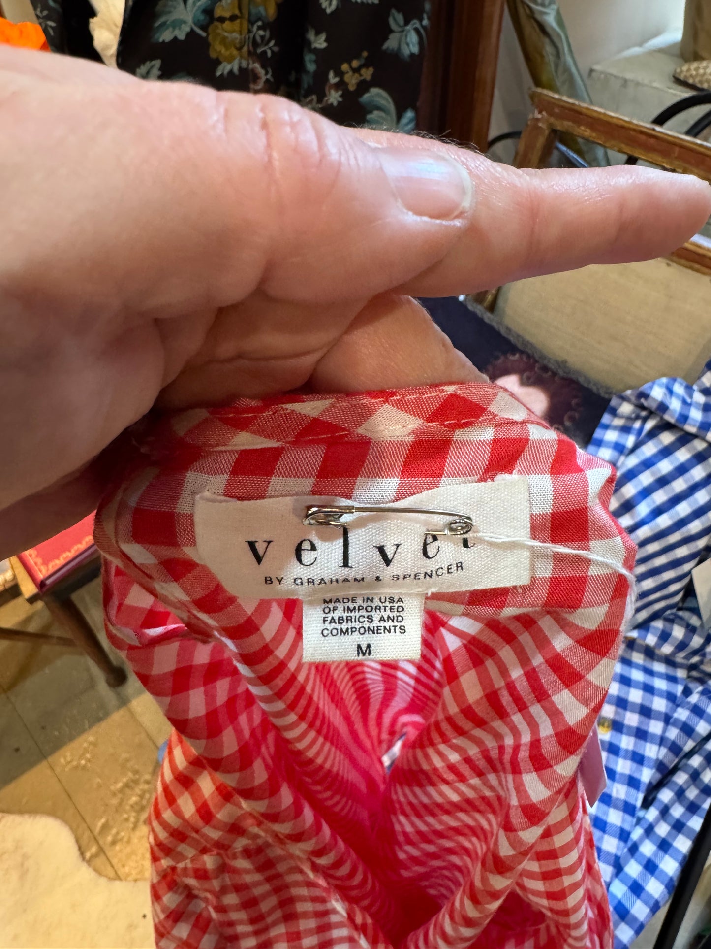 Graham and Greene Red Gingham Cotton Top
