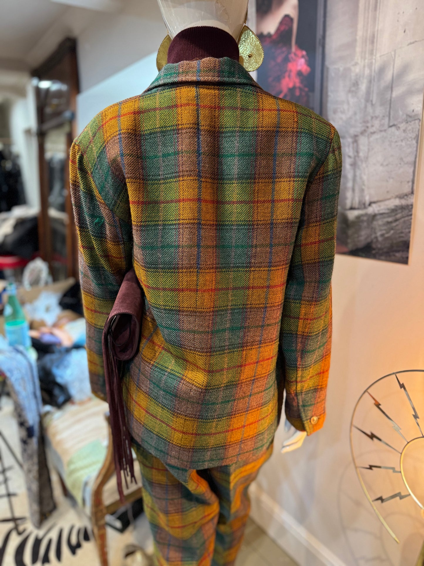 Vintage 80s Kenzo Tartan Trouser Suit