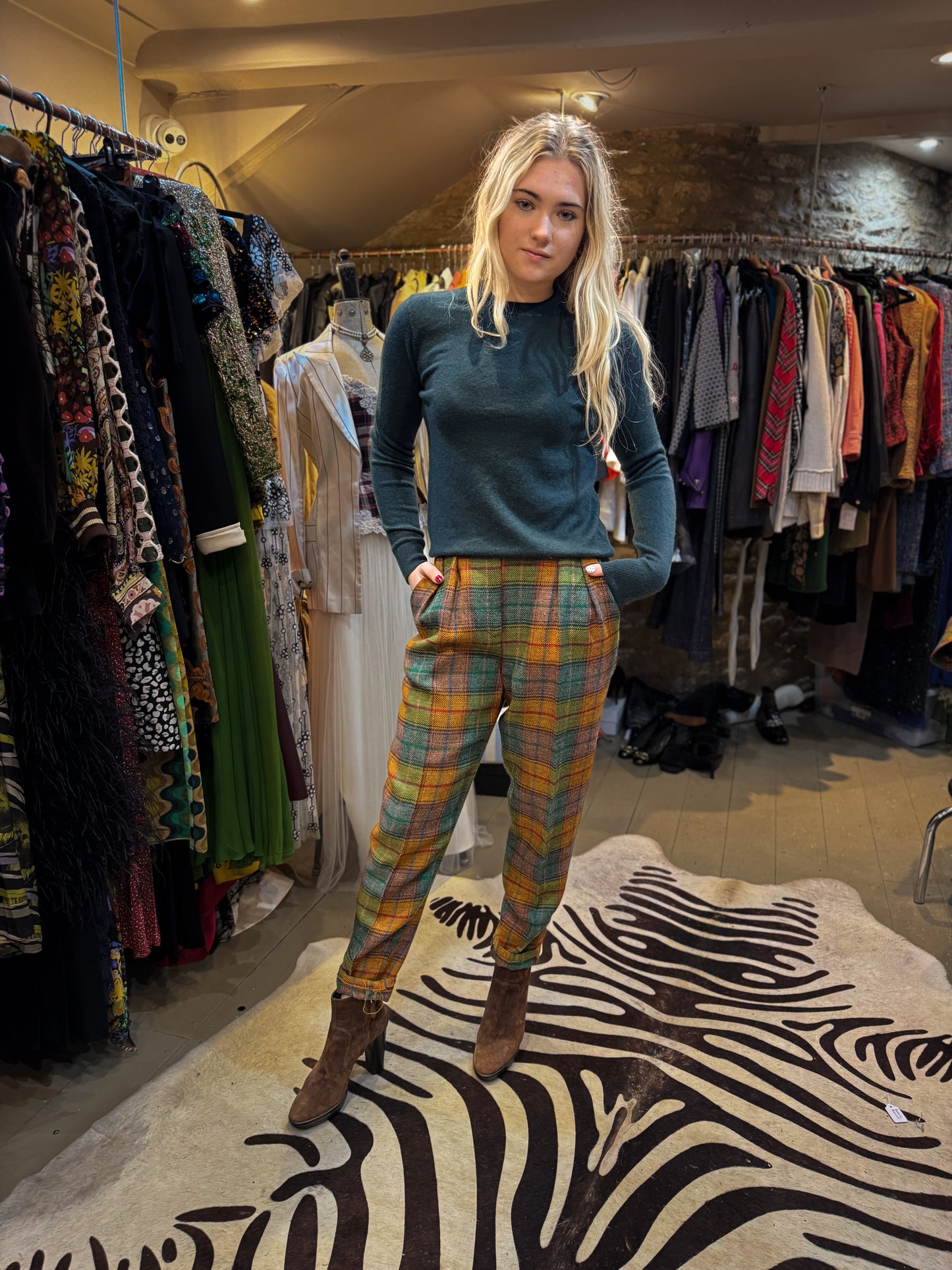Vintage 80s Kenzo Tartan Trouser Suit