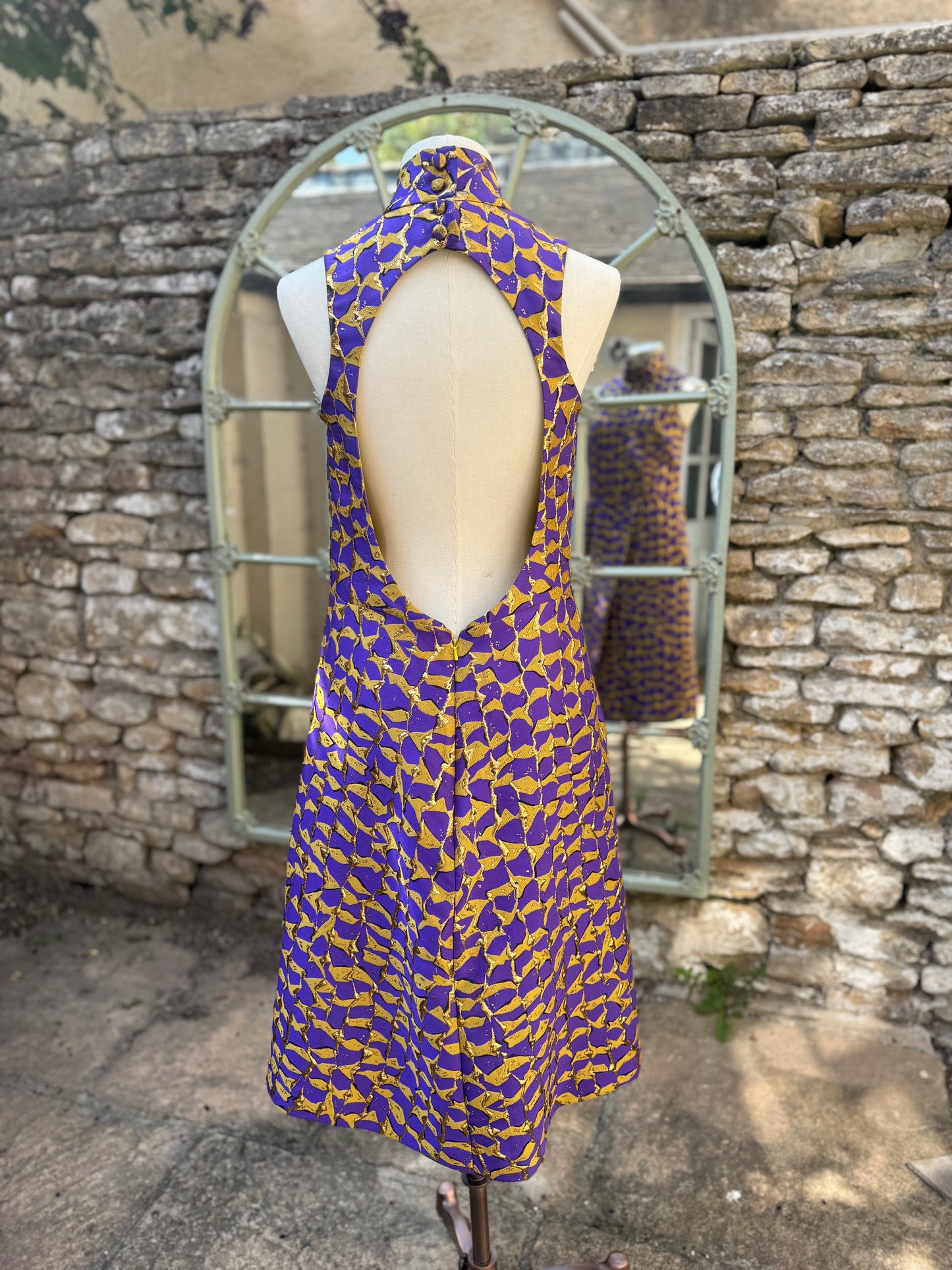 Purple and Yellow Backless Dress