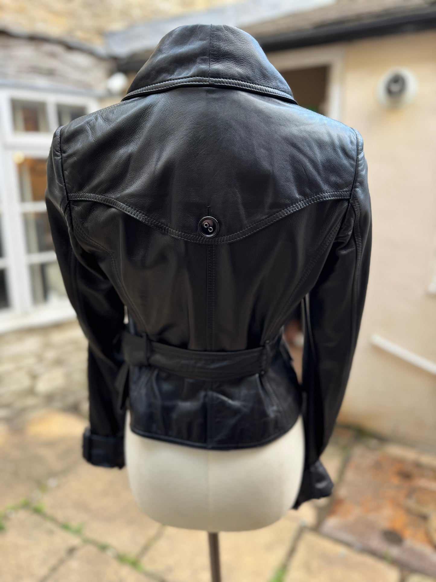 Vintage Burberry Cropped Lambskin Leather Jacket