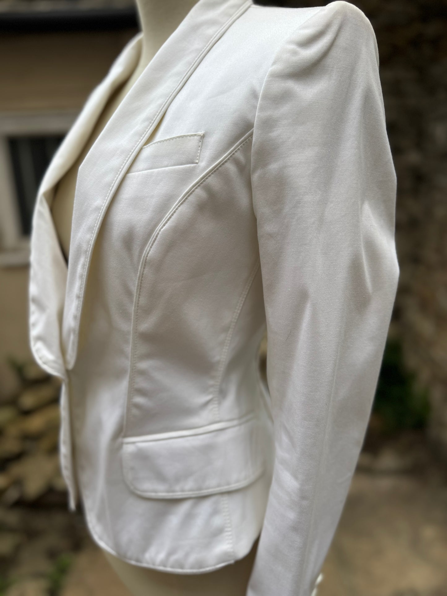 Vintage Burberry Prototype White Cotton Mess Jacket