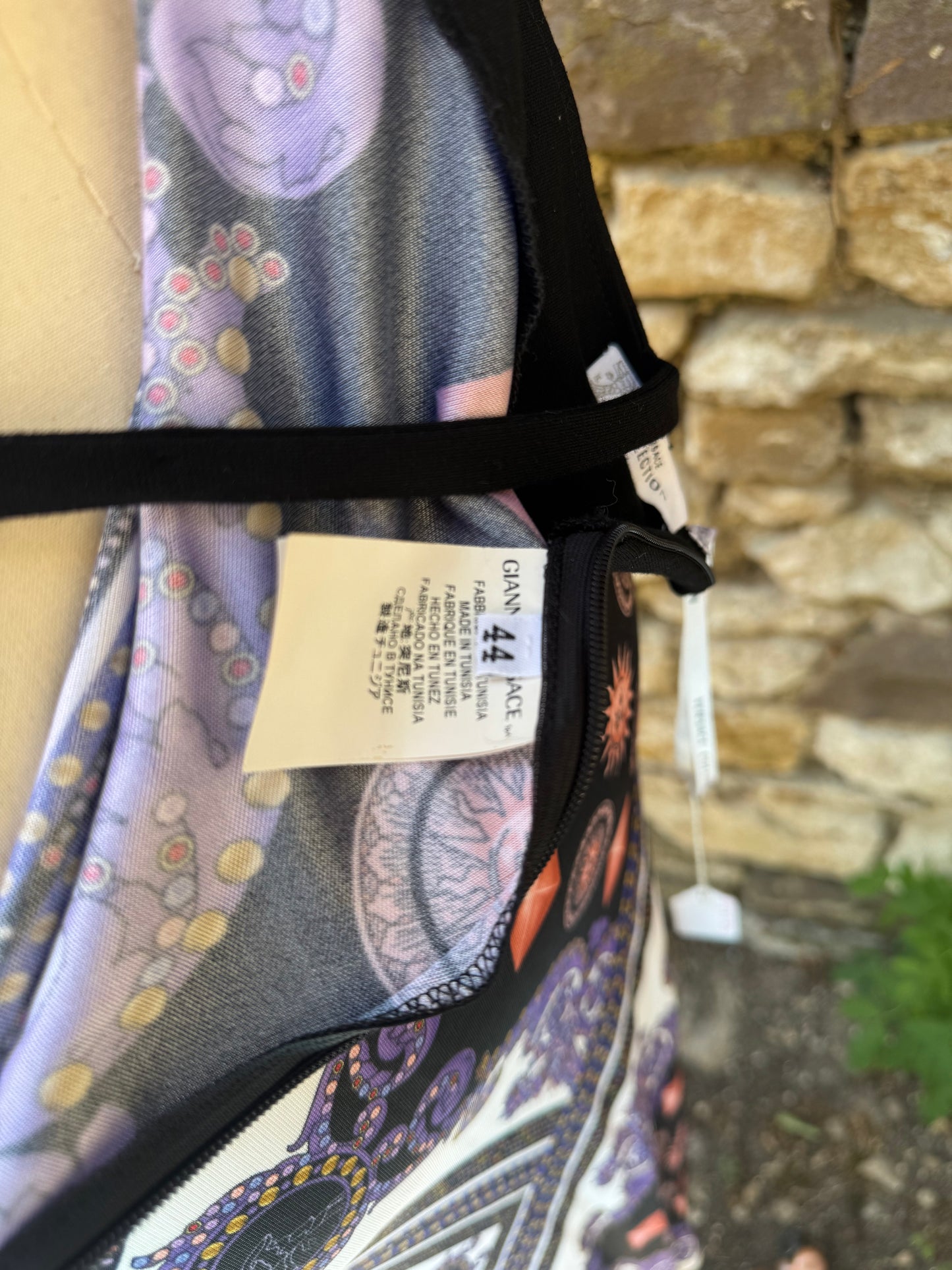 Vintage Versace Collection Scarf Print Midi Dress Y2K