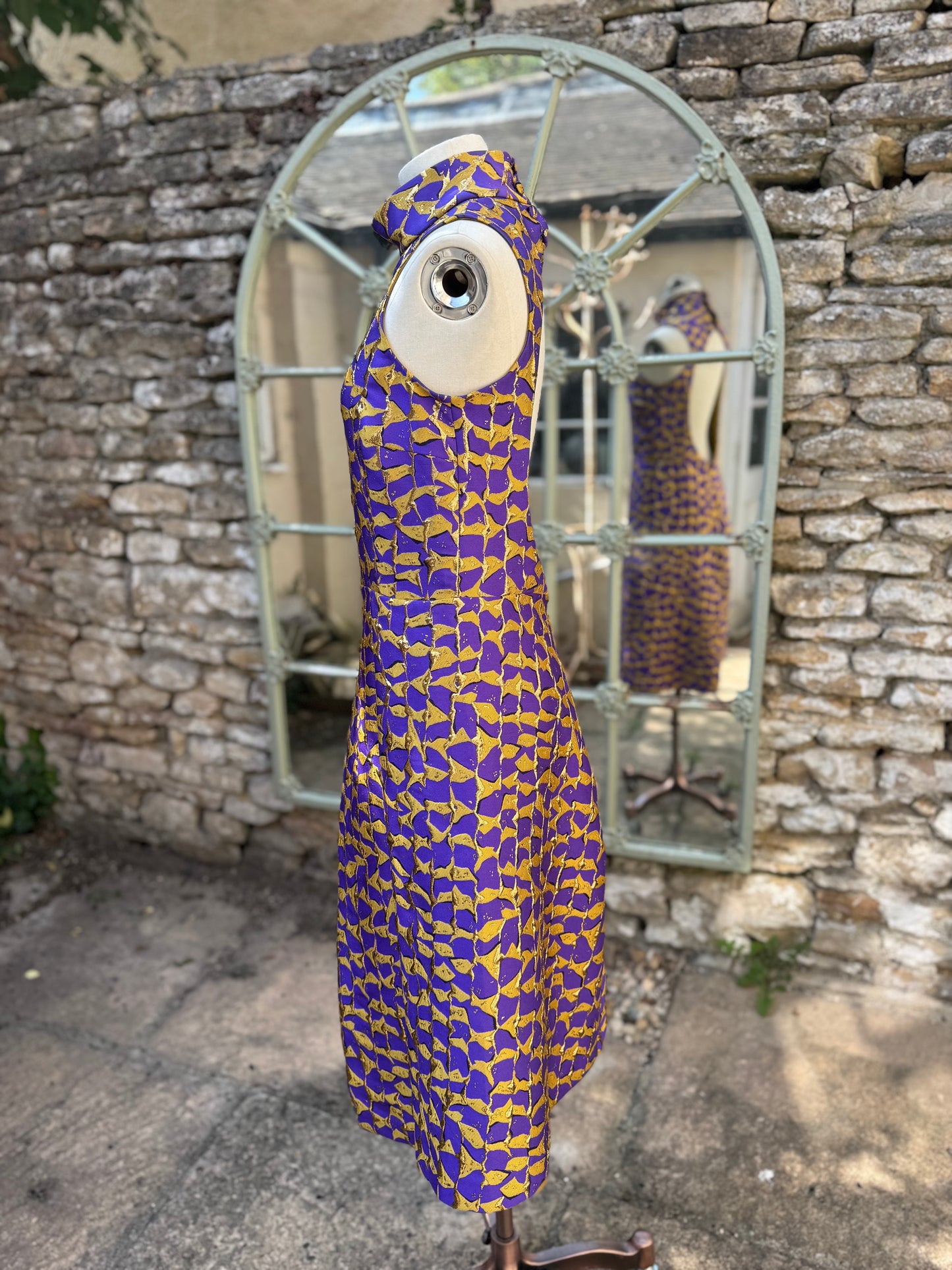 Purple and Yellow Backless Dress
