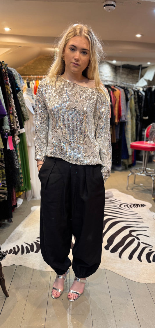 Rare YSL Barrel Leg Wool Gabardine Trousers