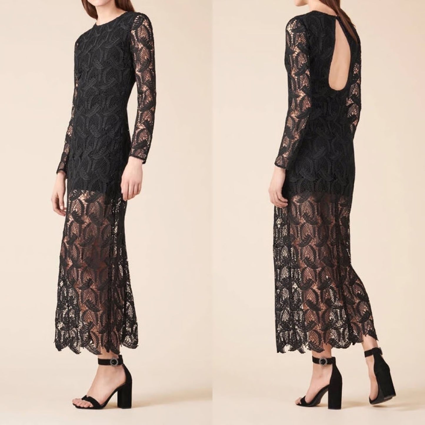 Maje Black Guipure Dress