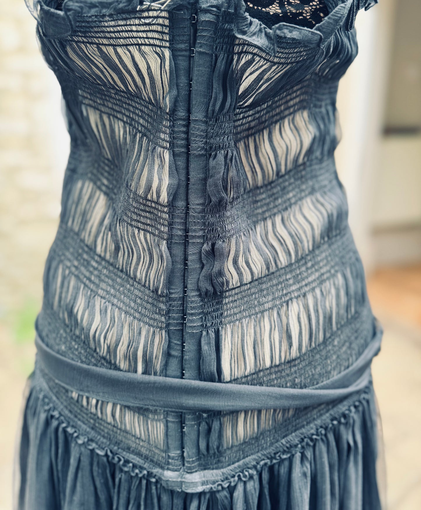 Dolce & Gabbana Black Chiffon Semi Sheer Corset Dress