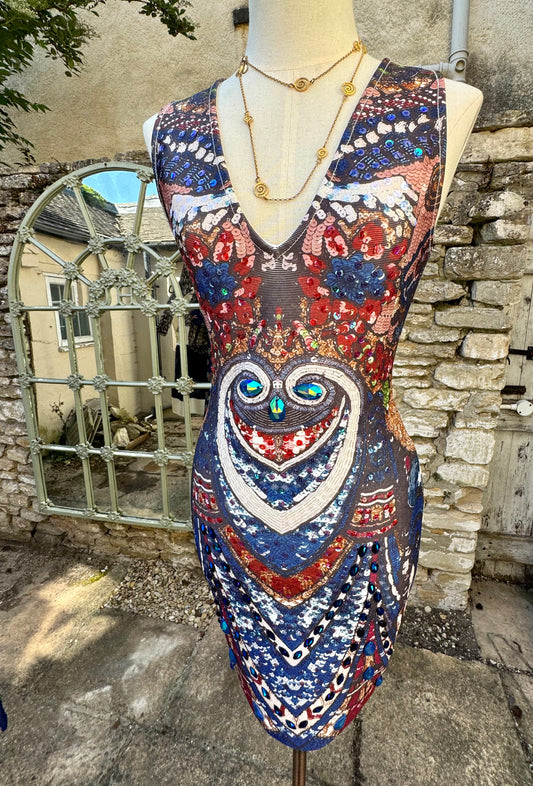 NJ Couture Barok Beaded Bodycon Dress