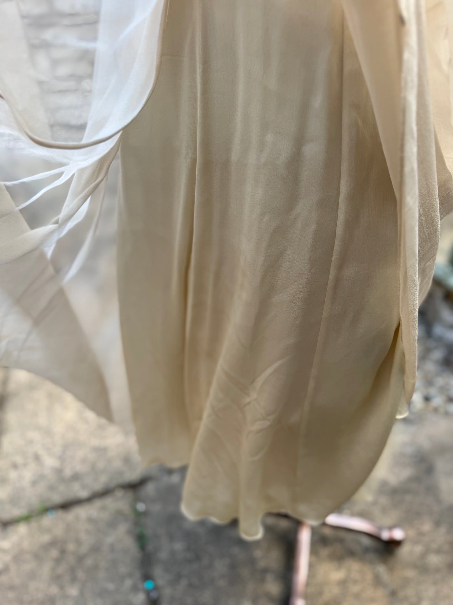 Beige Chiffon 1950s style Vintage Dress