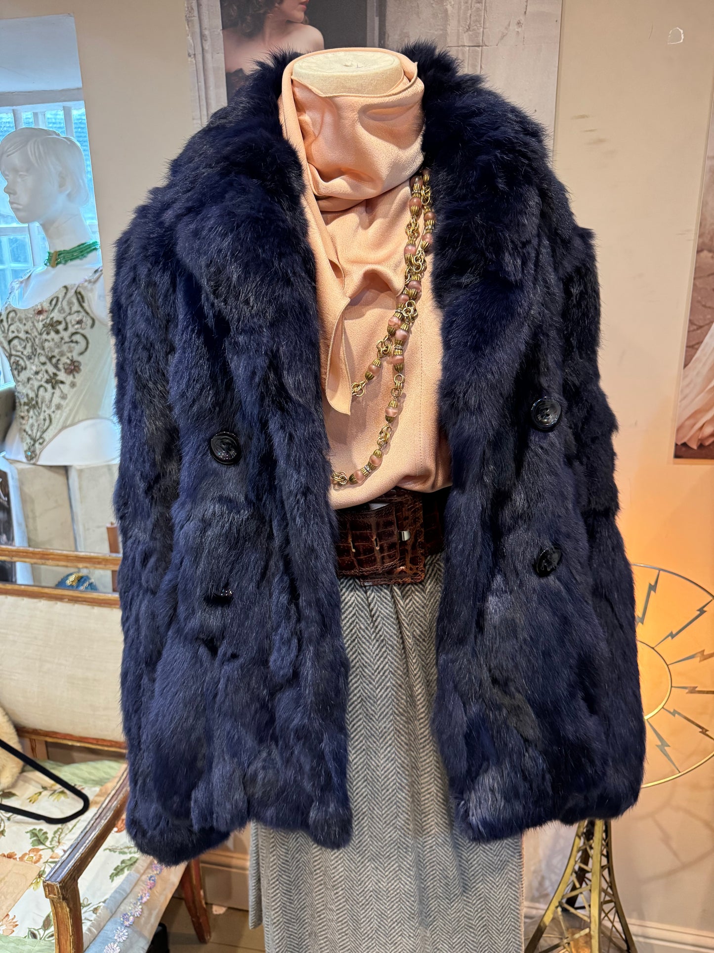 Fur Coat in Midnight Blue