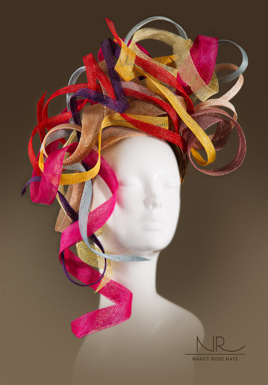 Large Sinamay Occasion Hat, Couture Hat, Statement Hat