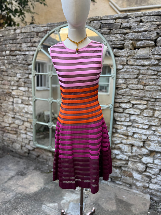 Pink Orange Striped vintage Dress Antonino Valenti