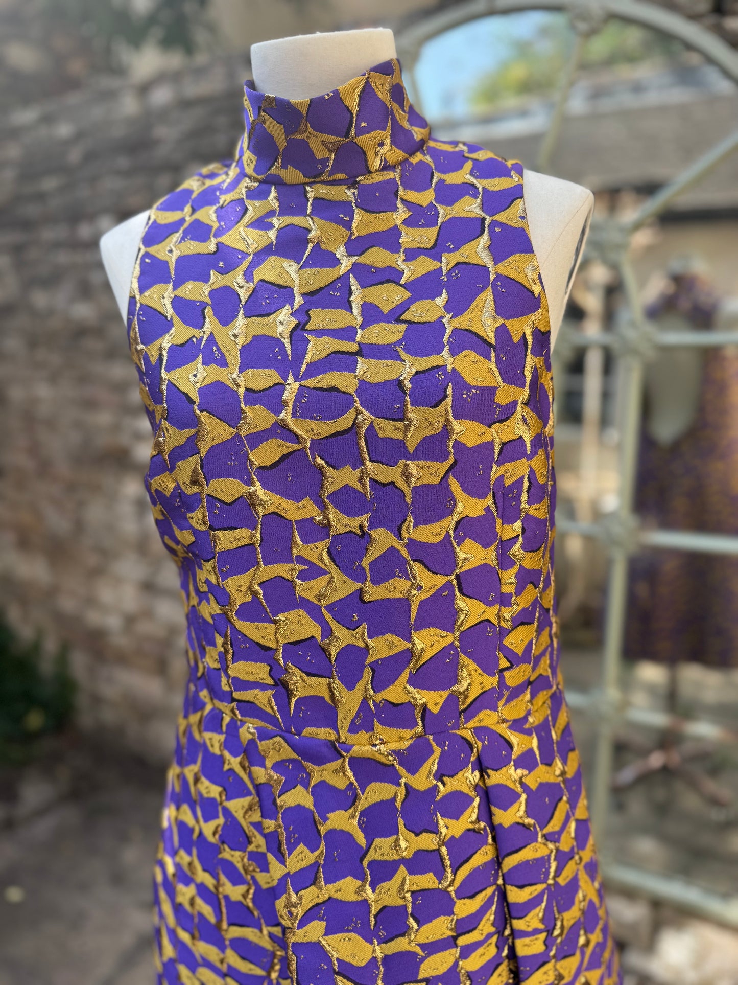 Purple and Yellow Backless Dress