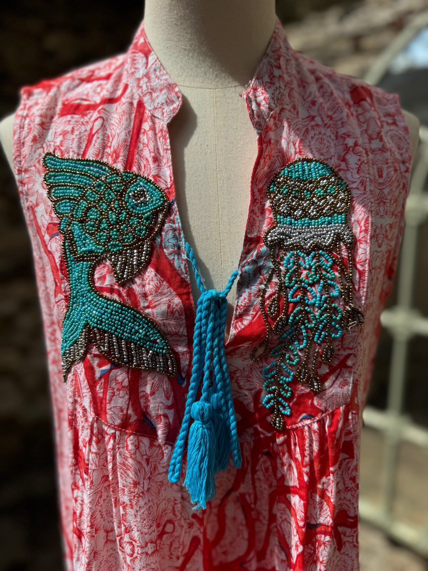 Vintage Embroidered Summer Beach Dress