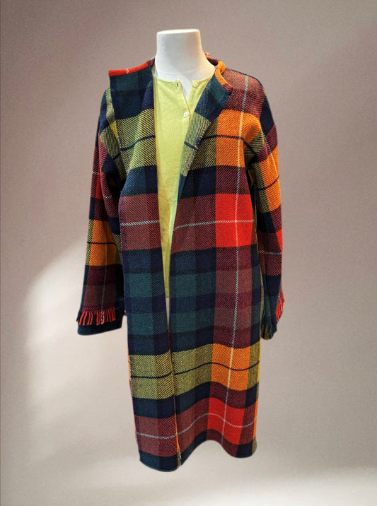 NEW IN - Our Cotswold Coat - Tartan Long Teal Red Yellow
