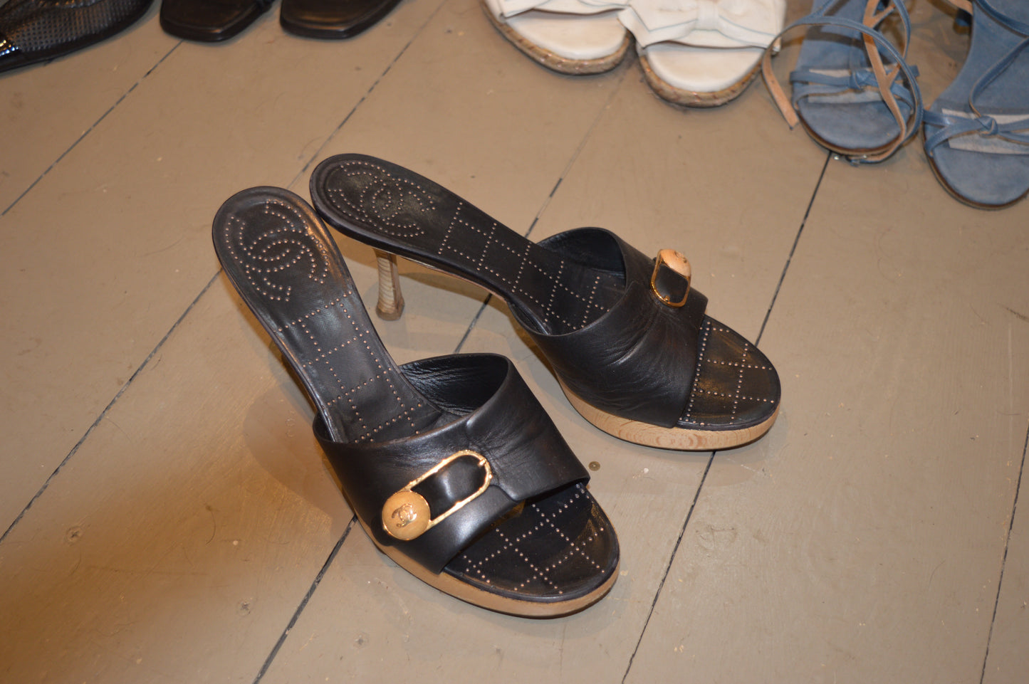 Chanel vintage Leather Mule Clogs