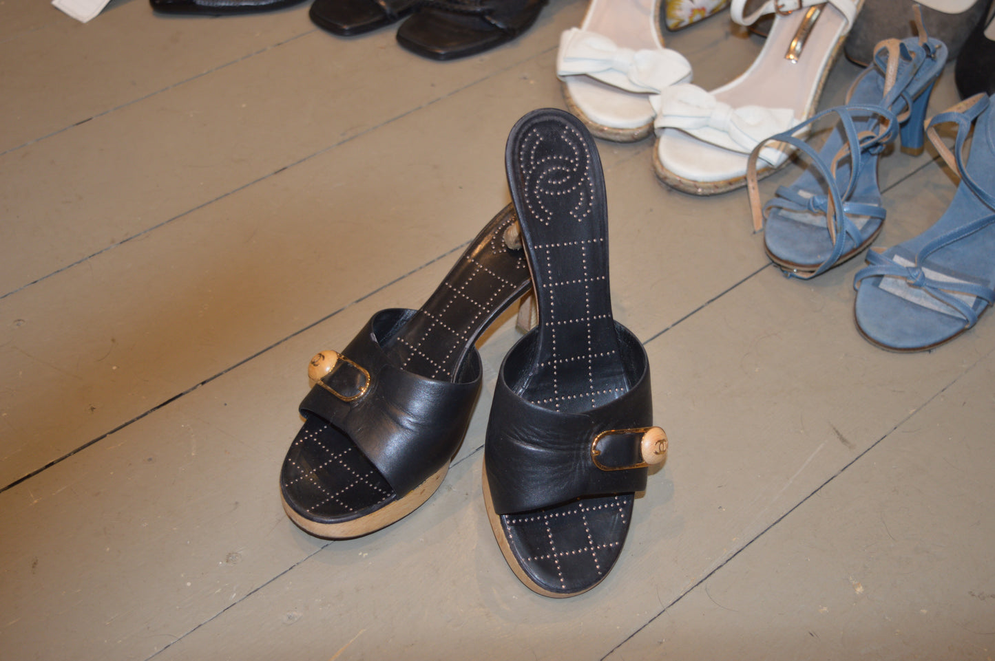 Chanel vintage Leather Mule Clogs