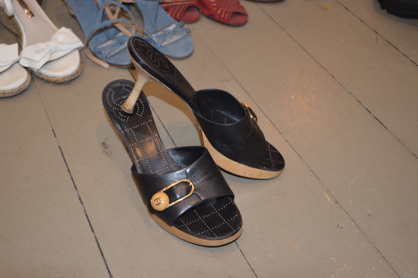 Chanel vintage Leather Mule Clogs