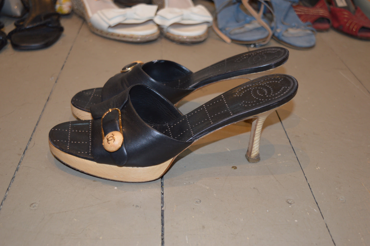 Chanel vintage Leather Mule Clogs