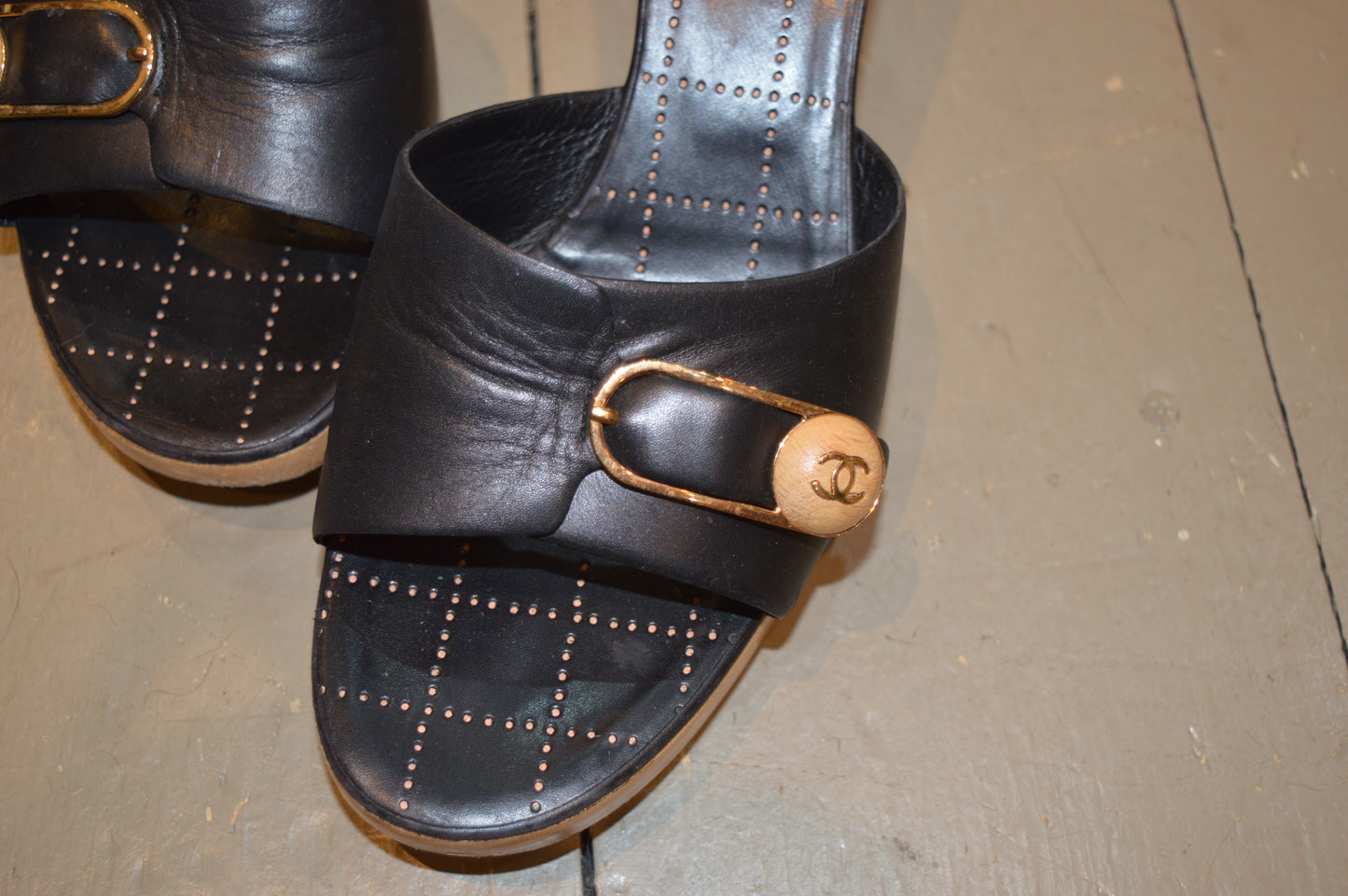 Chanel vintage Leather Mule Clogs