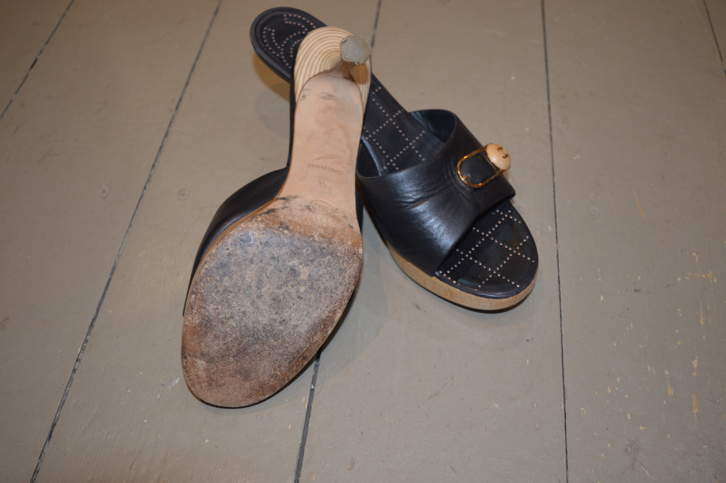 Chanel vintage Leather Mule Clogs