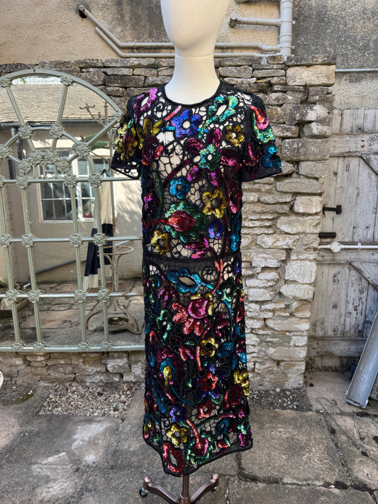 Burberry Rainbow Sequinned Mesh Dress