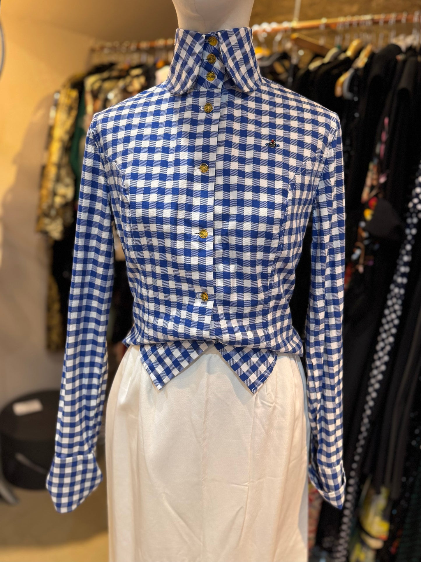 Vivienne Westwood Blue White Gingham Shirt Vintage
