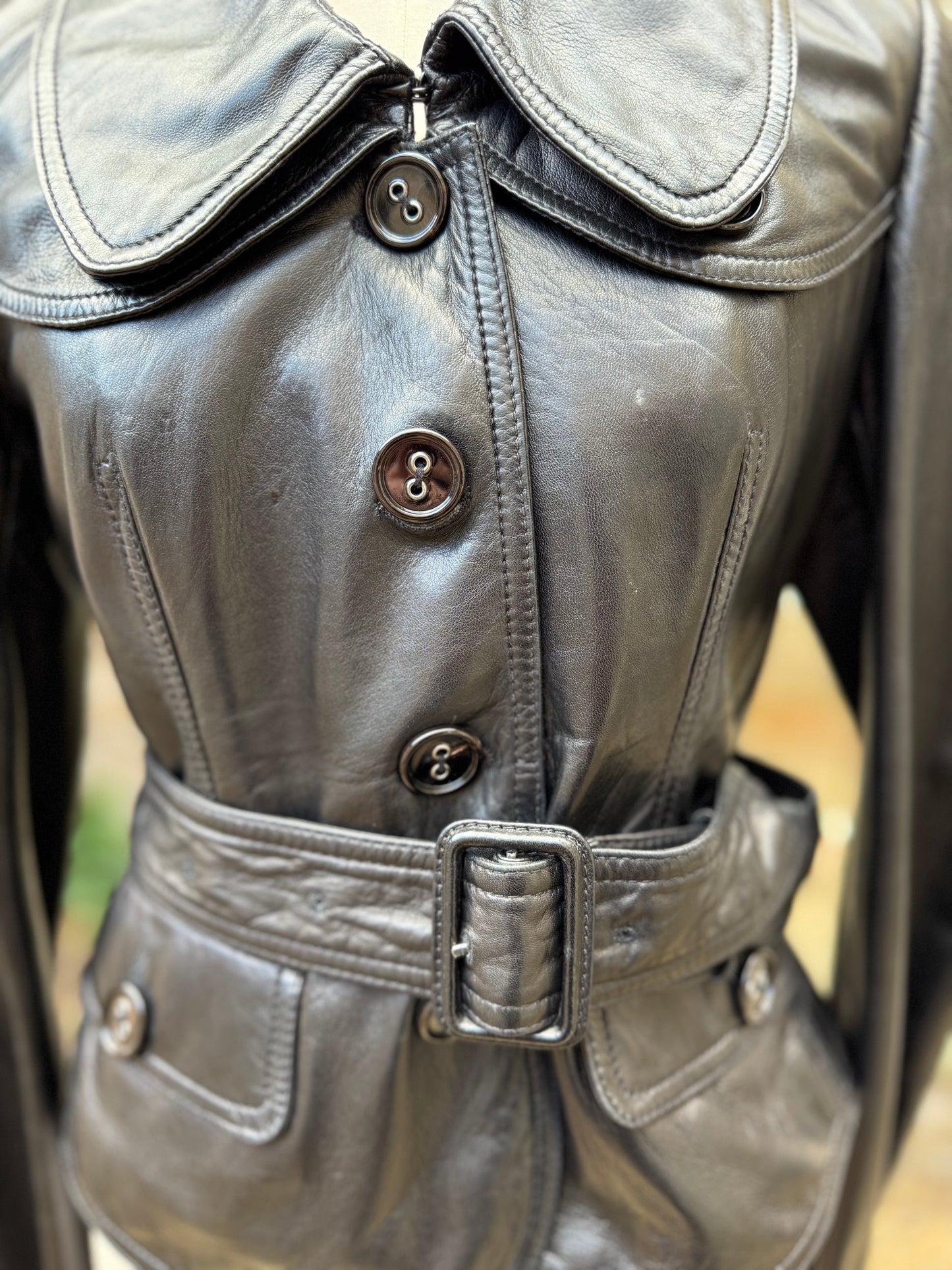 Vintage Burberry Cropped Lambskin Leather Jacket