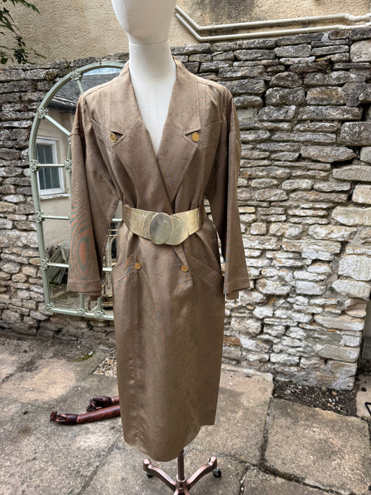Chanel Shirt Dress in Gold Metallic Silk