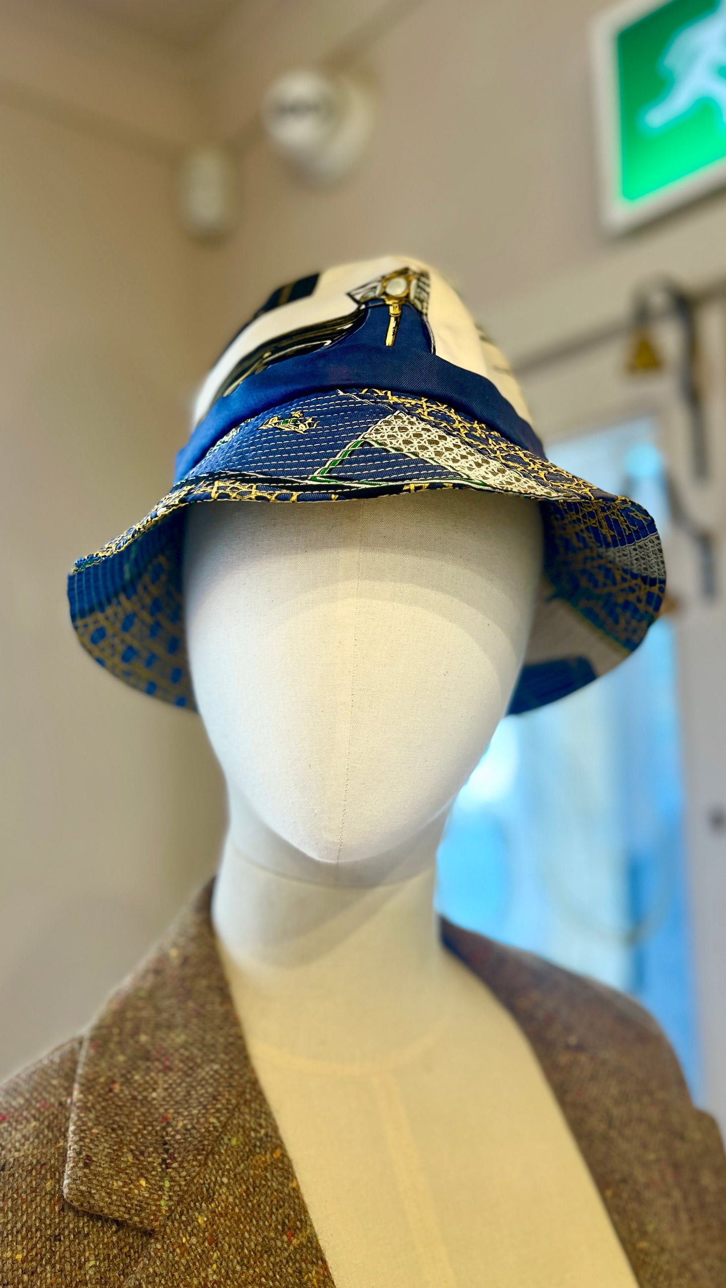 Vintage Hermès Bucket Hat Blue