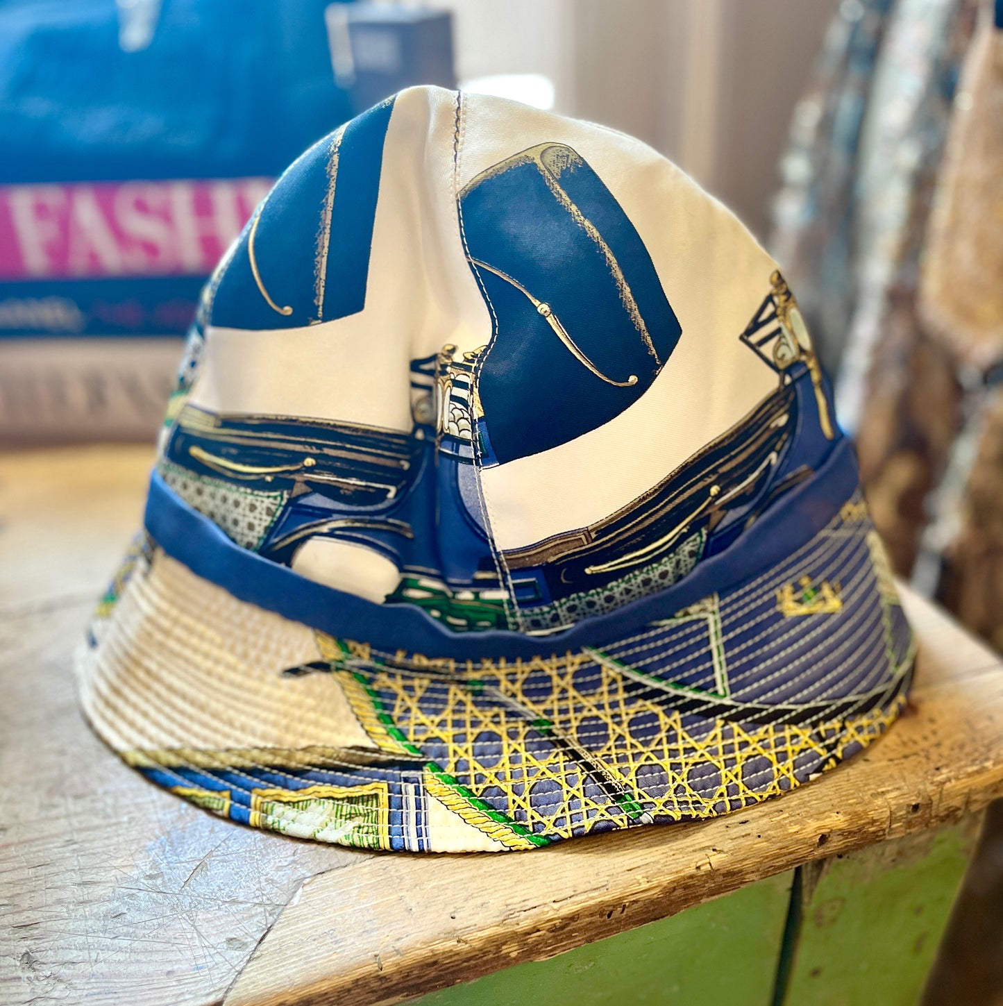 Vintage Hermès Bucket Hat Blue