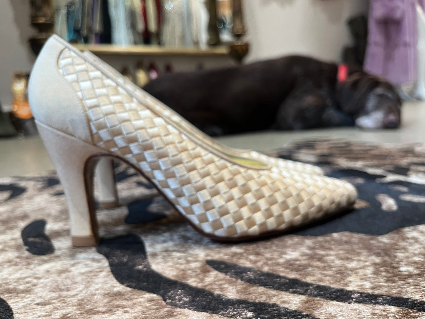 Bottega Venata Cream Silk Heels