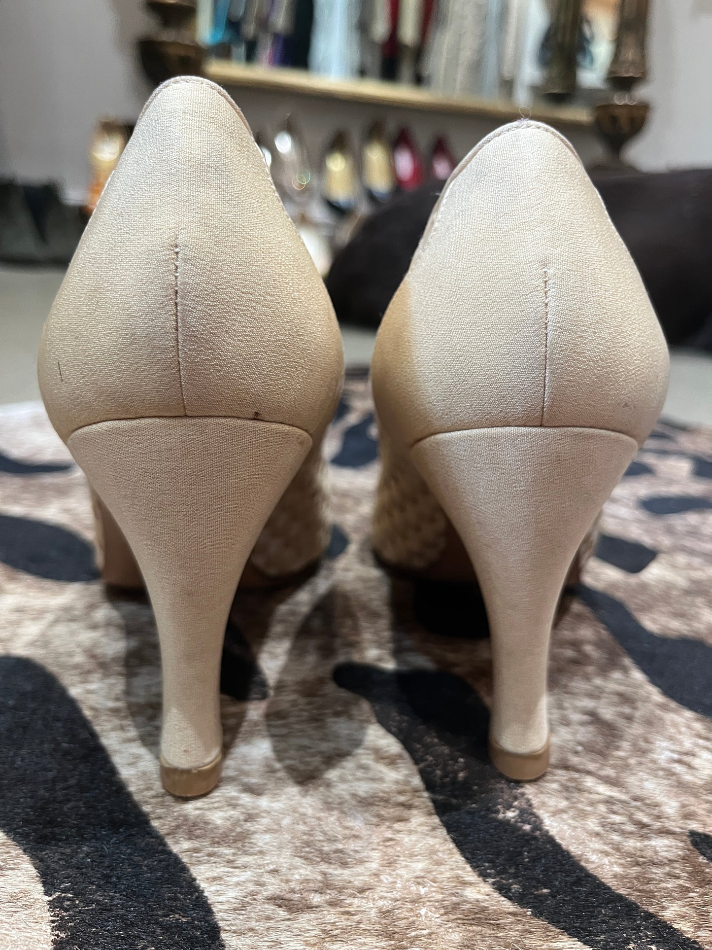 Bottega Venata Cream Silk Heels