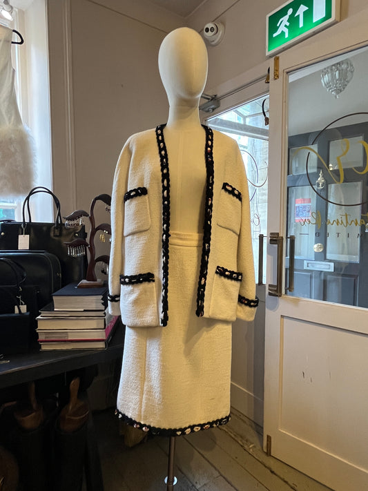 White Chanel Tweed Suit Late 1980s